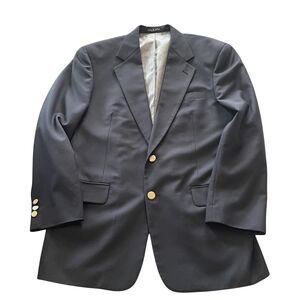 Gerald Austin Men's Size 39 Regular Navy Blue Two Button Blazer Suit Jacket Wool